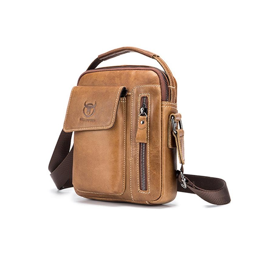 Soft Leather Messenger Bag For Men - Black