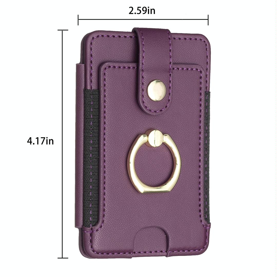 Metal Ring Card Bag Sticker For Mobile Phones - Dark Purple