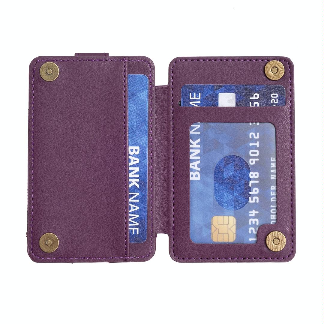Metal Ring Card Bag Sticker For Mobile Phones - Dark Purple