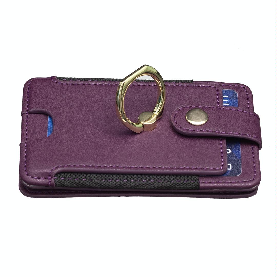 Metal Ring Card Bag Sticker For Mobile Phones - Dark Purple