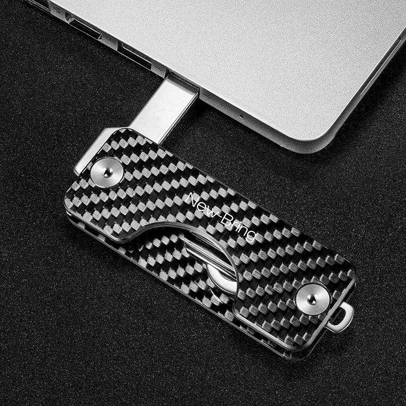 Carbon Fiber Key Bag For Men Multi Function Key Clip For Car Compact Key Storage
