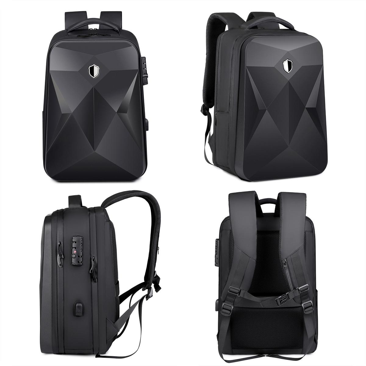 Waterproof Laptop Backpack with Usb Port - 17 Inch Capacity Password Lock - Black