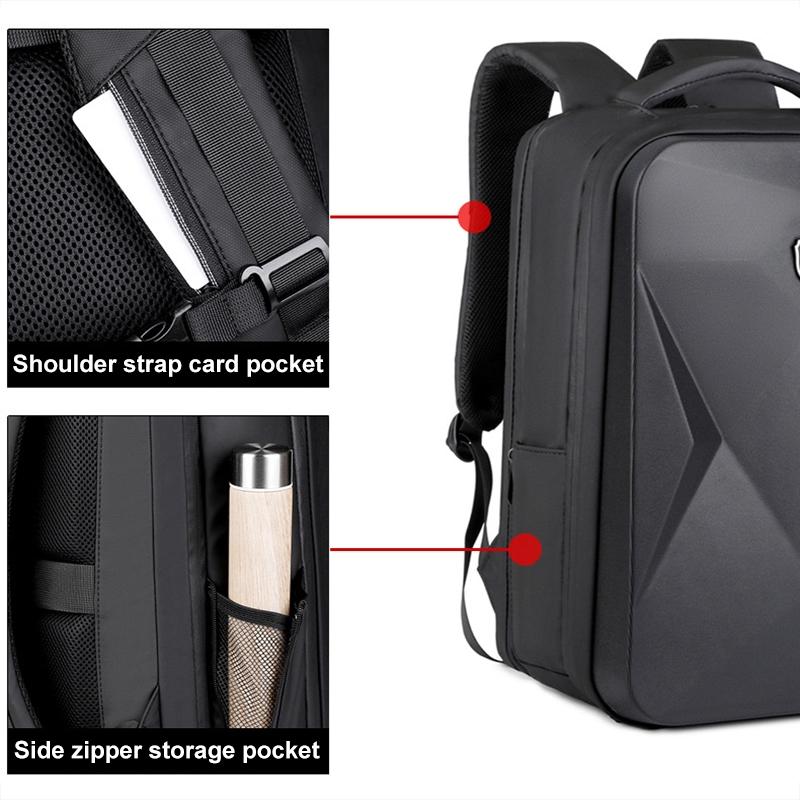 Waterproof Laptop Backpack with Usb Port - 17 Inch Capacity Password Lock - Black