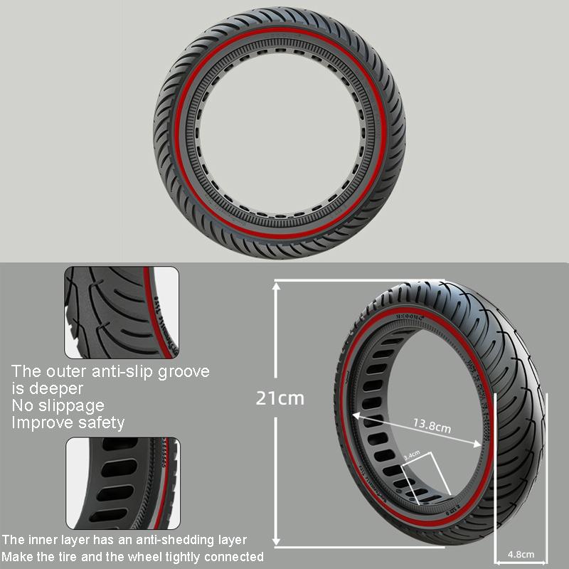 8.5 Inch Honeycomb Solid Tire for Xiaomi Electric Scooters - Red