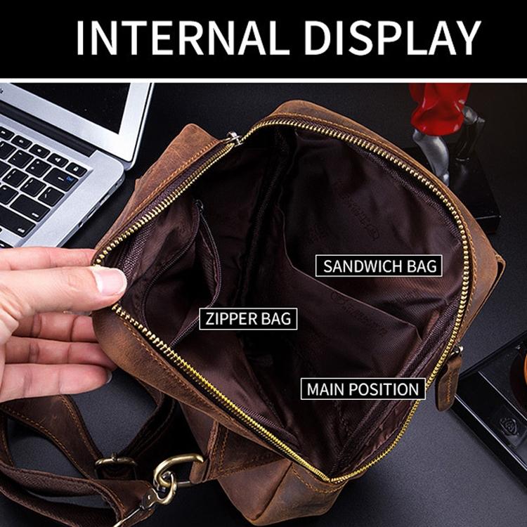 Retro Leather Shoulder Bag For Men Brown