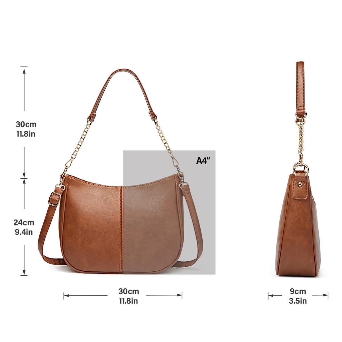 Adjustable Leather Crossbody Bag Large Capacity - Blue