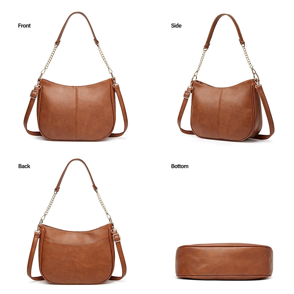 Adjustable Leather Crossbody Bag Large Capacity - Blue