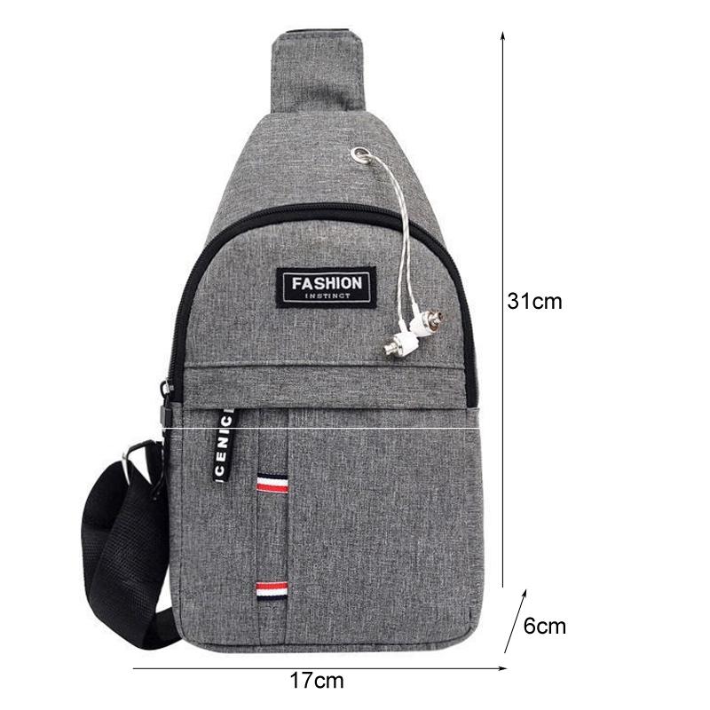 Canvas Crossbody Chest Bag For Men - Black