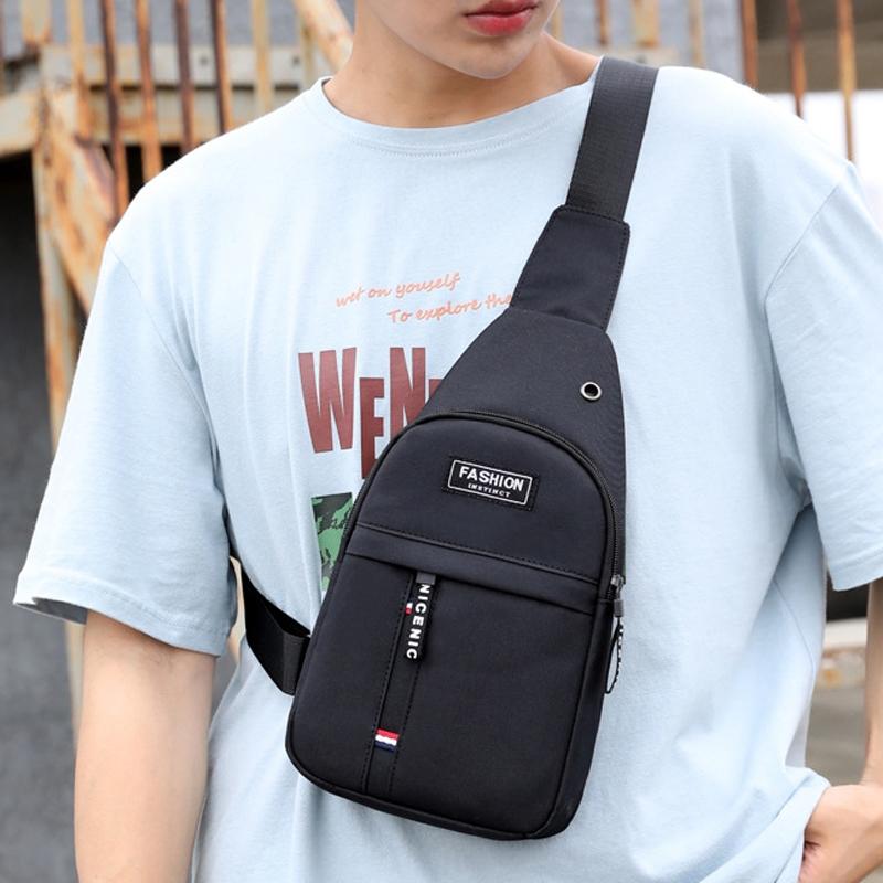 Canvas Crossbody Chest Bag For Men - Black