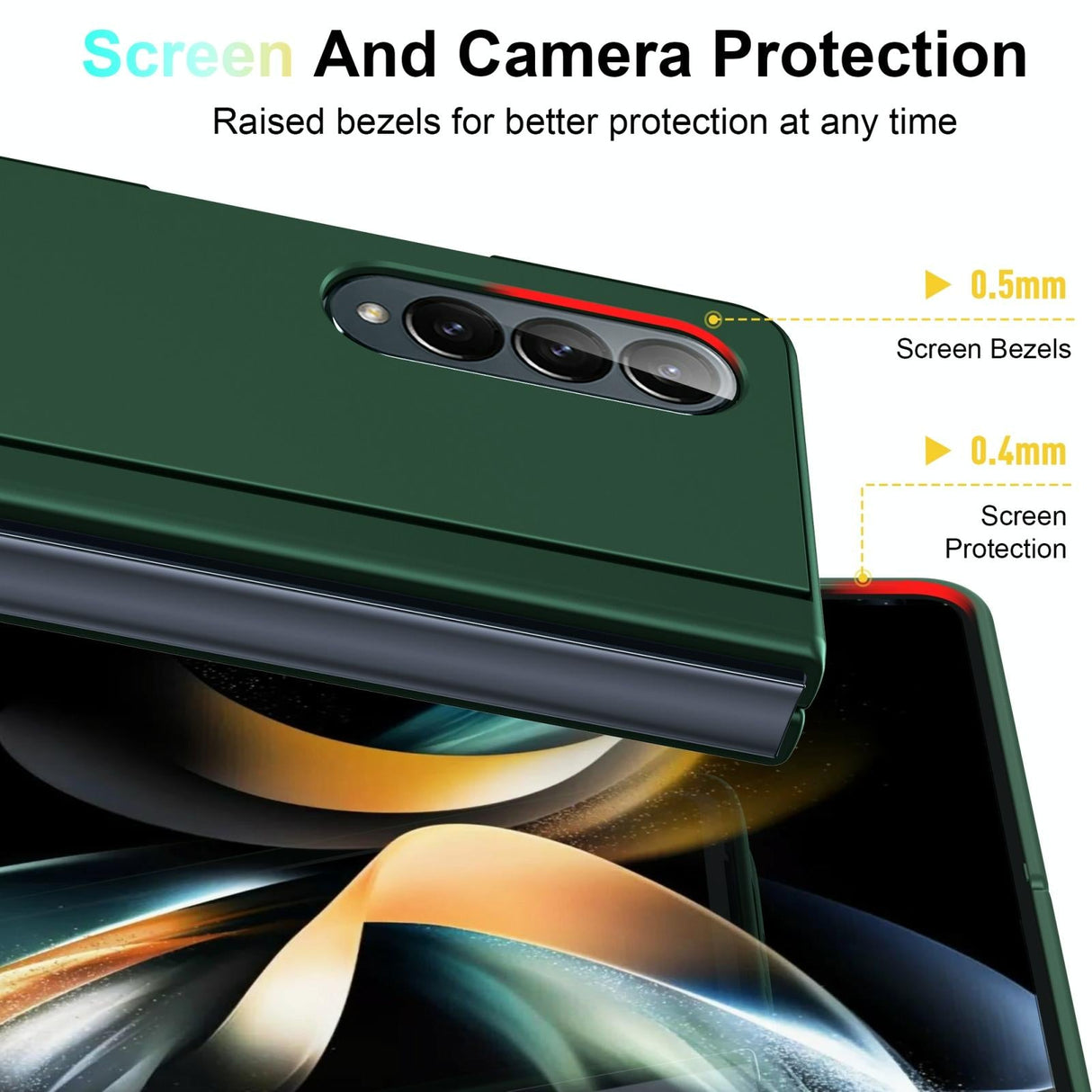 For Samsung Galaxy Z Fold4 5G Foldable Phone Case With Holder - Full Coverage - Black