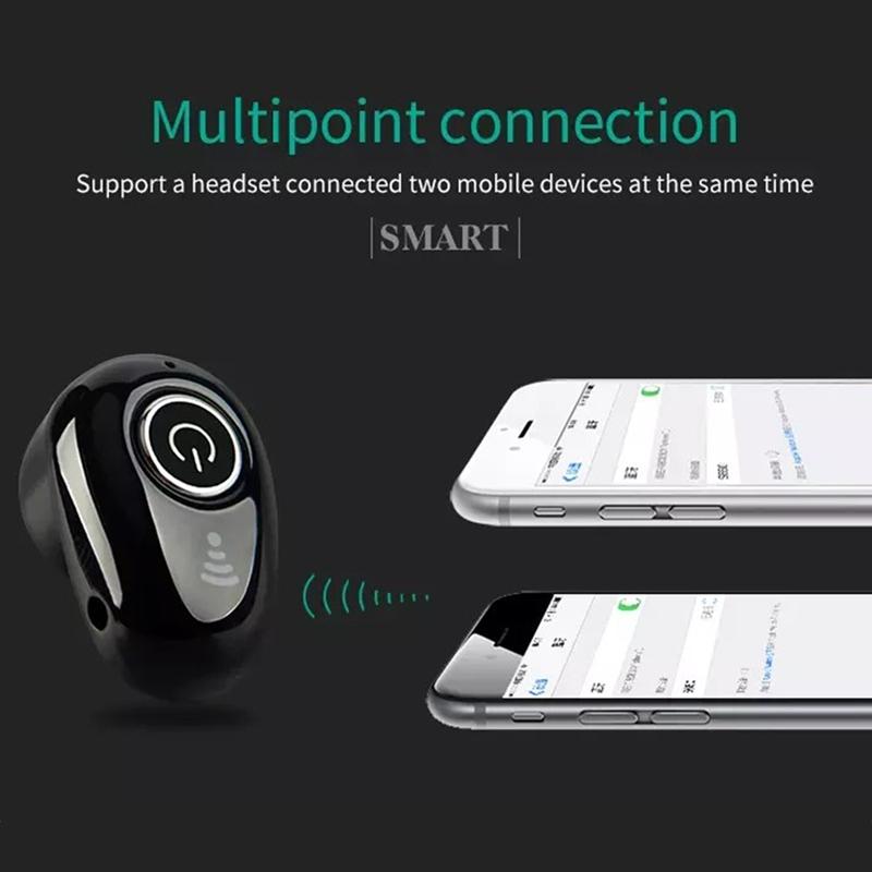 Mini Bluetooth Earbuds with Mic for All Phones - S650 Sport - Black
