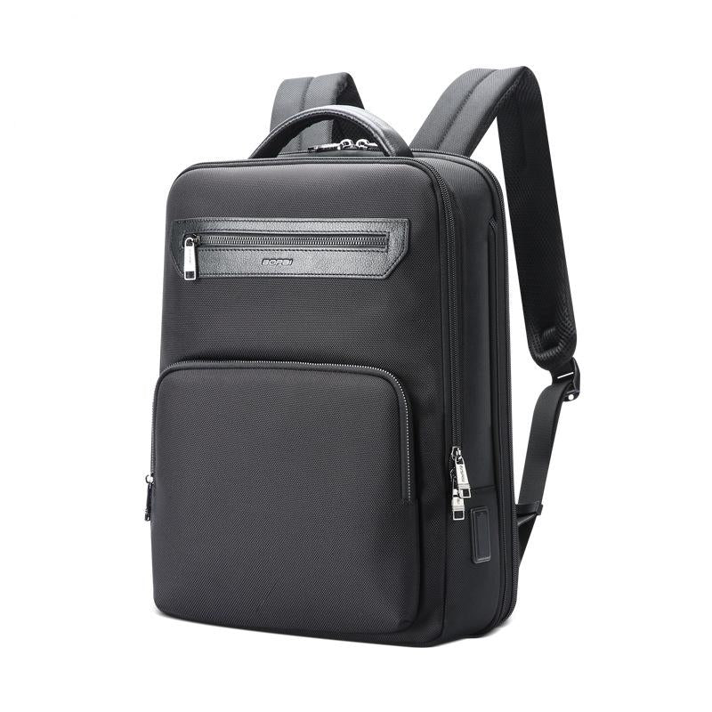 Waterproof Expandable Backpack with Usb Charging - Multi-compartment - Black