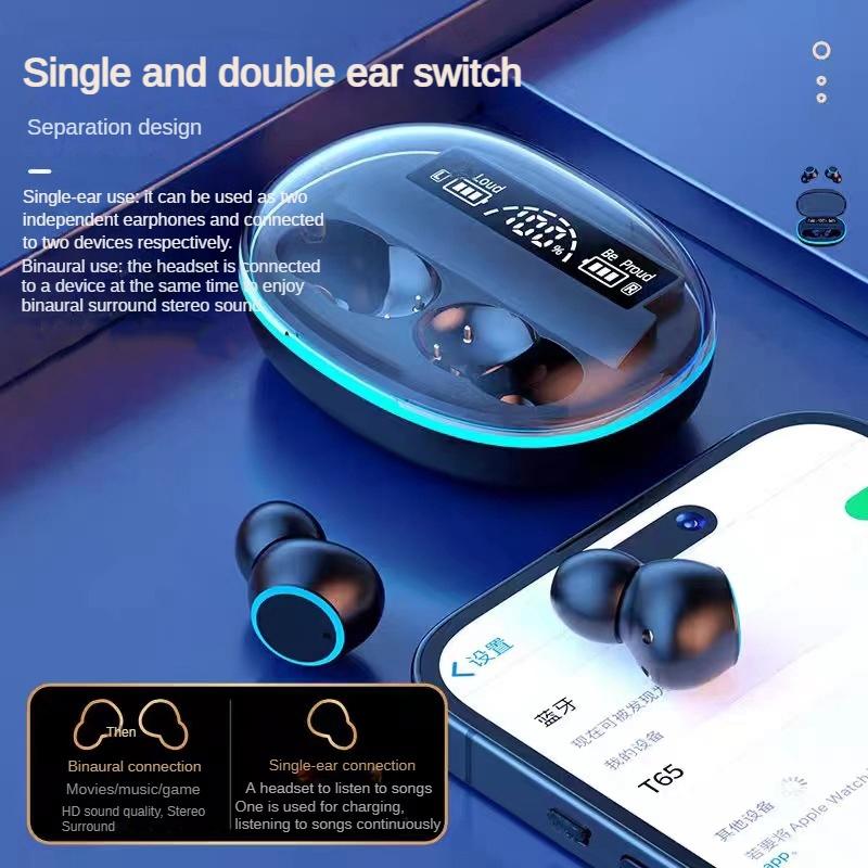 Wireless Bluetooth Earphones with Noise Reduction and Power Bank Function - Black