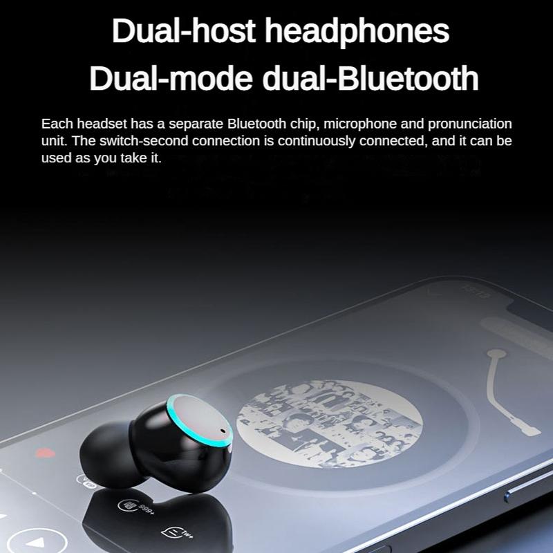 Wireless Bluetooth Earphones with Noise Reduction and Power Bank Function - Black