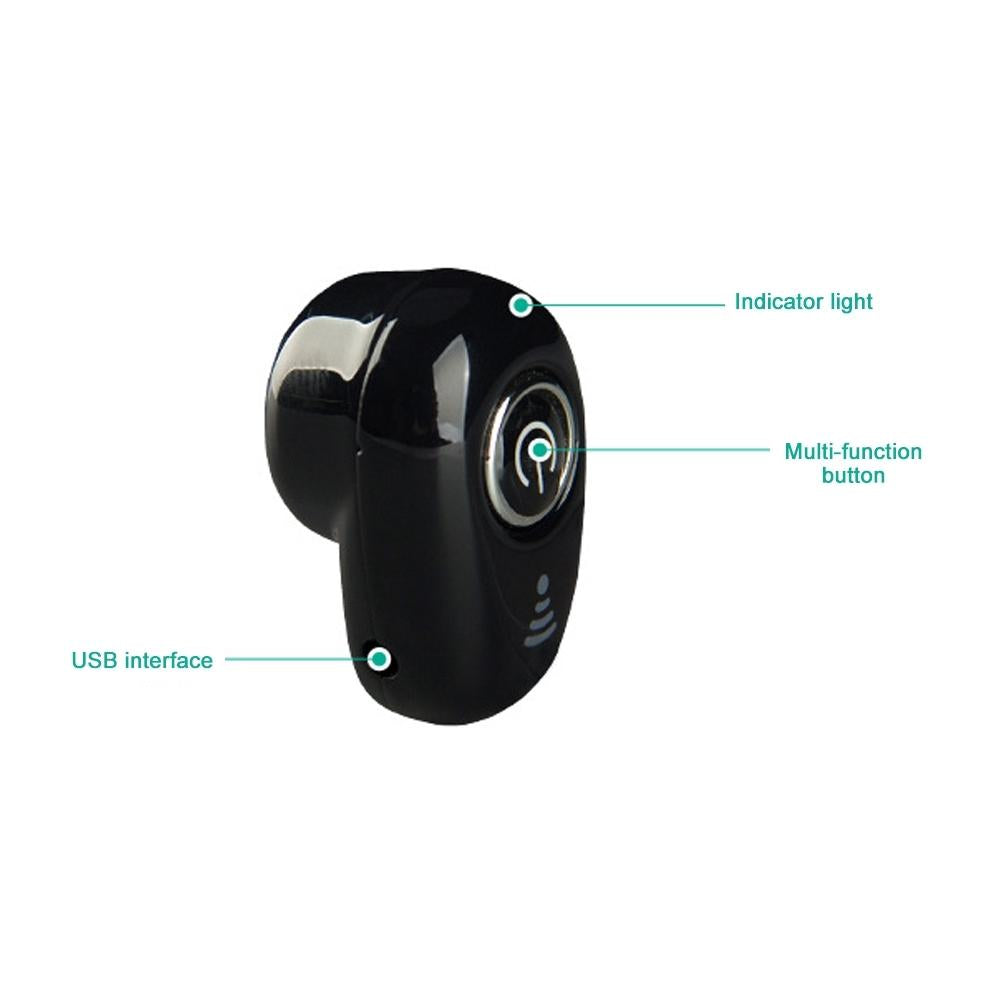 Mini Bluetooth Earphone with Mic - S650 Gen 2 - Black