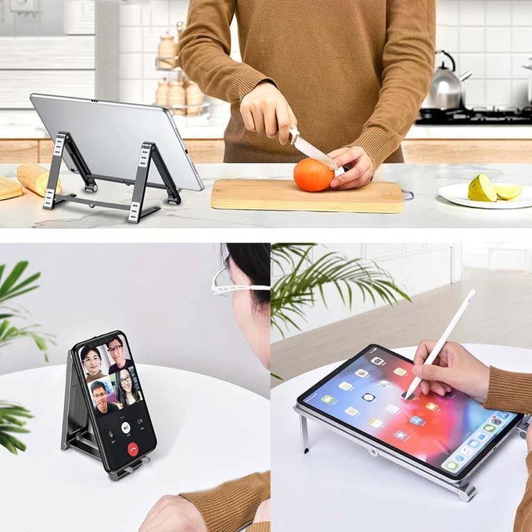 Foldable Metal Laptop Stand for Cooling and Ergonomic - Gray