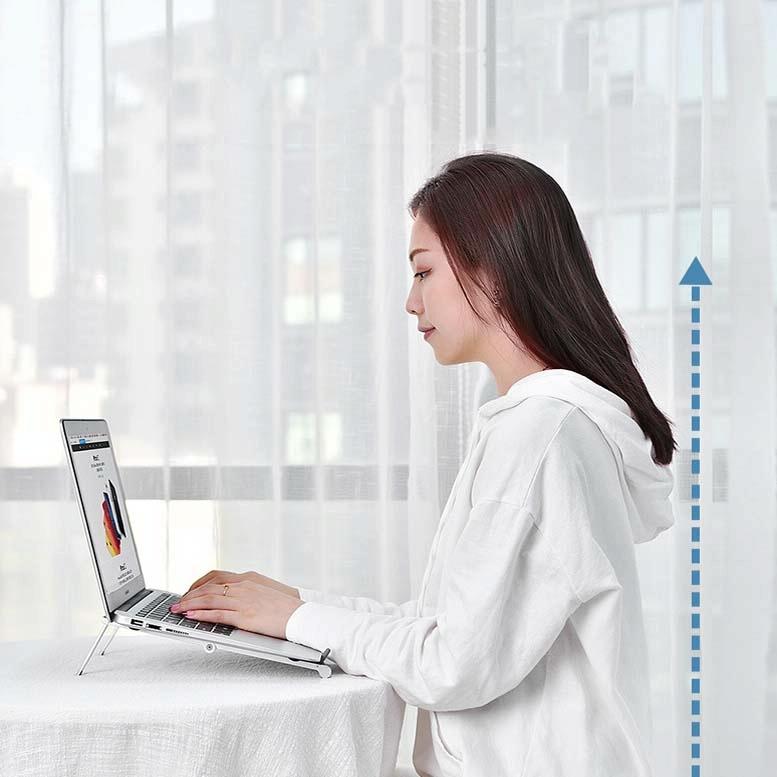 Foldable Metal Laptop Stand for Cooling and Ergonomic - Gray