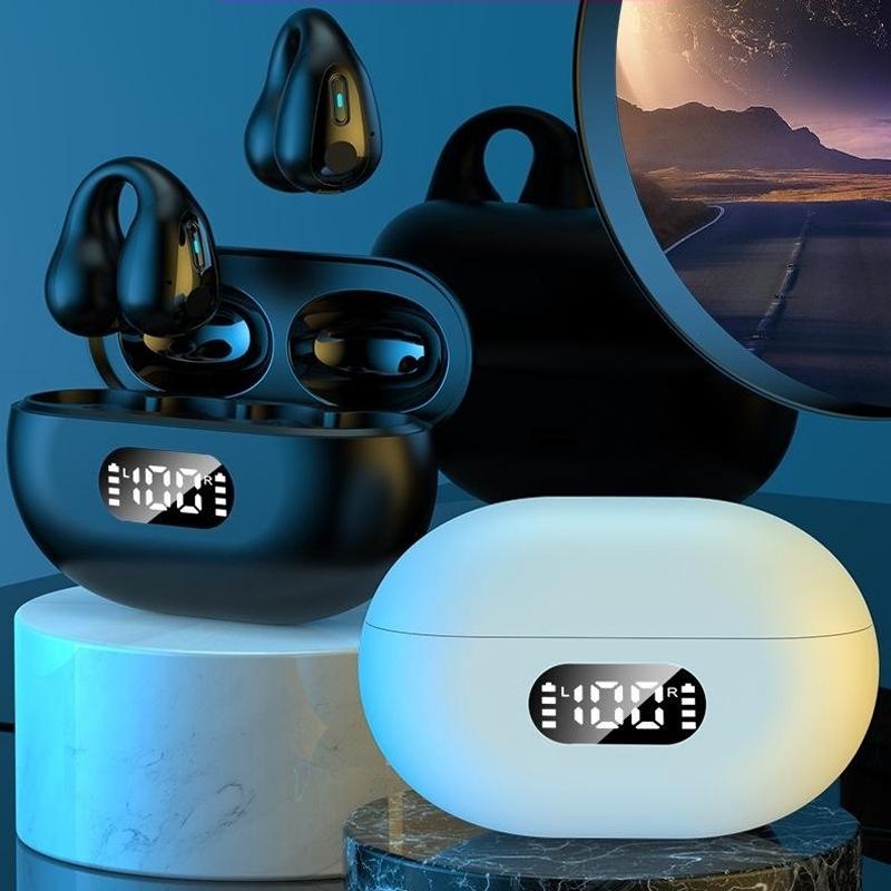 Wireless Noise-cancelling Bluetooth Earbuds with Led Display - White