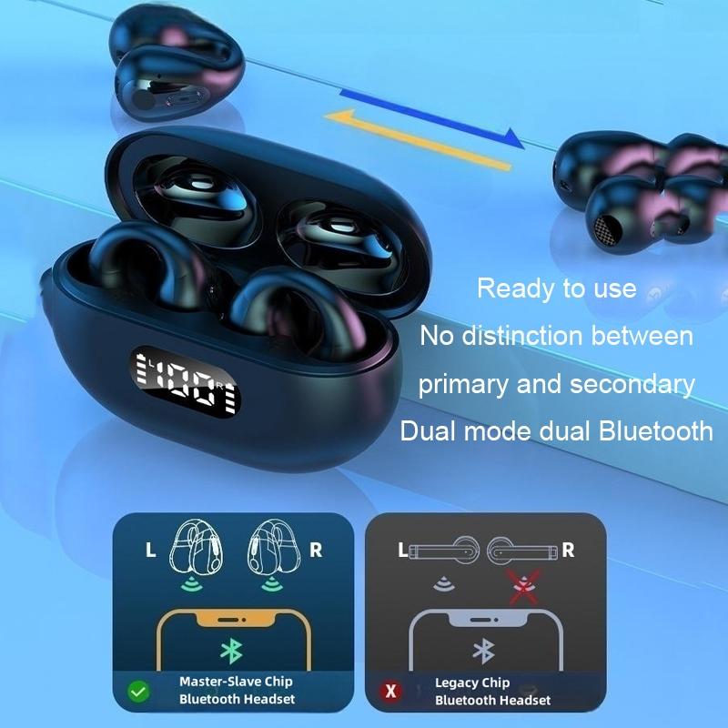 Wireless Noise-cancelling Bluetooth Earbuds with Led Display - White