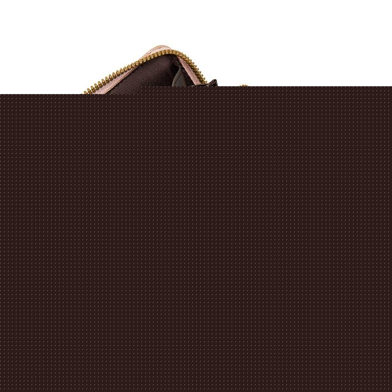 Double Layer Zipper Wallet Multi Card Slot Large Capacity Rhombus Design - Beige