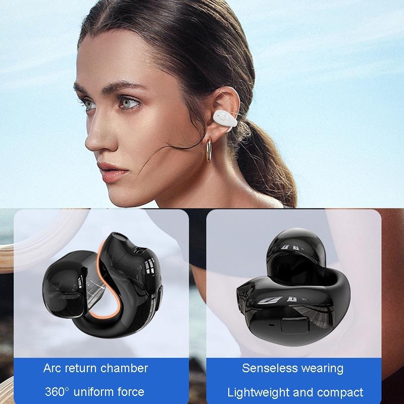 Wireless Clip-on Bluetooth Earphone for Sports and Gaming - Black
