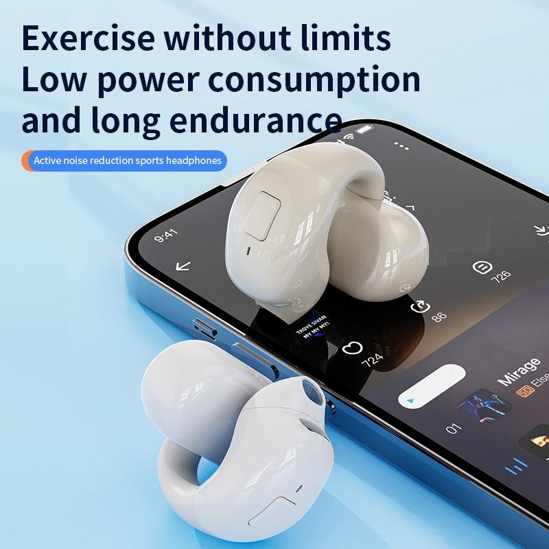 Wireless Clip-on Bluetooth Earphone for Sports and Gaming - Black