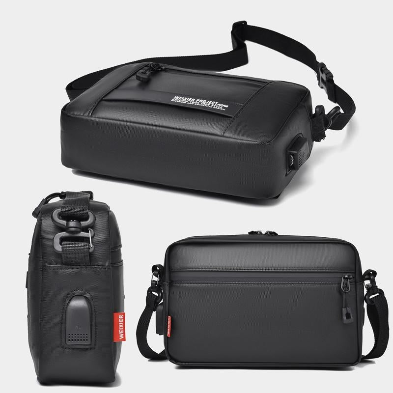 Usb Shoulder Bag For Men Portable & Stylish Outdoor Messenger Black
