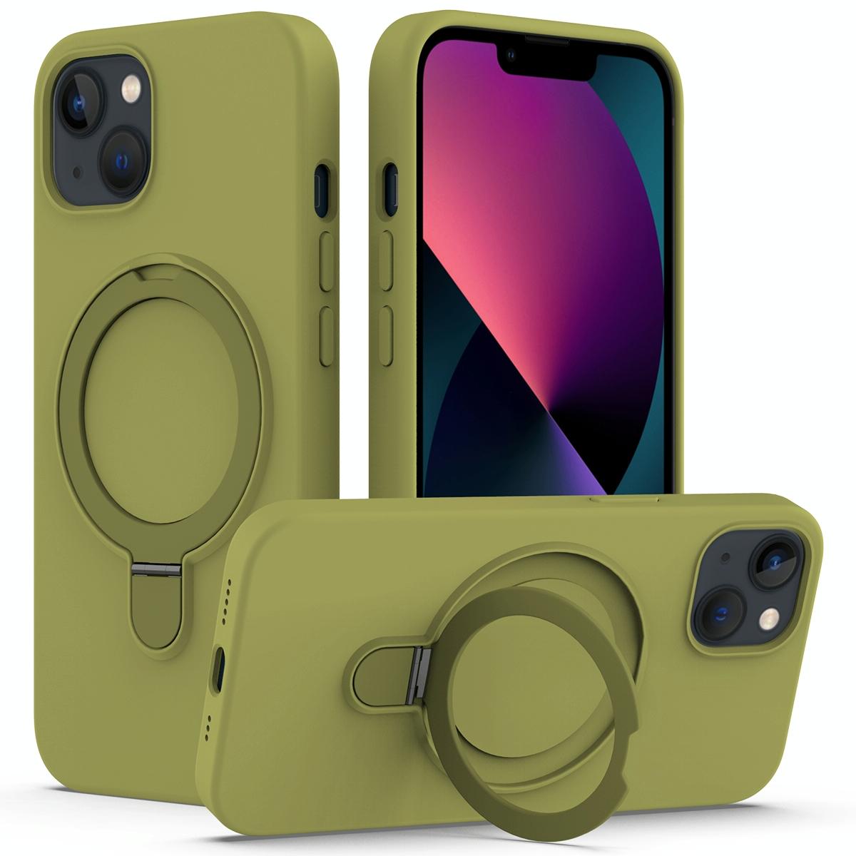 15 Iphone Magsafe Magnetic Liquid Silicone Case With Ring Holder - If Applicable