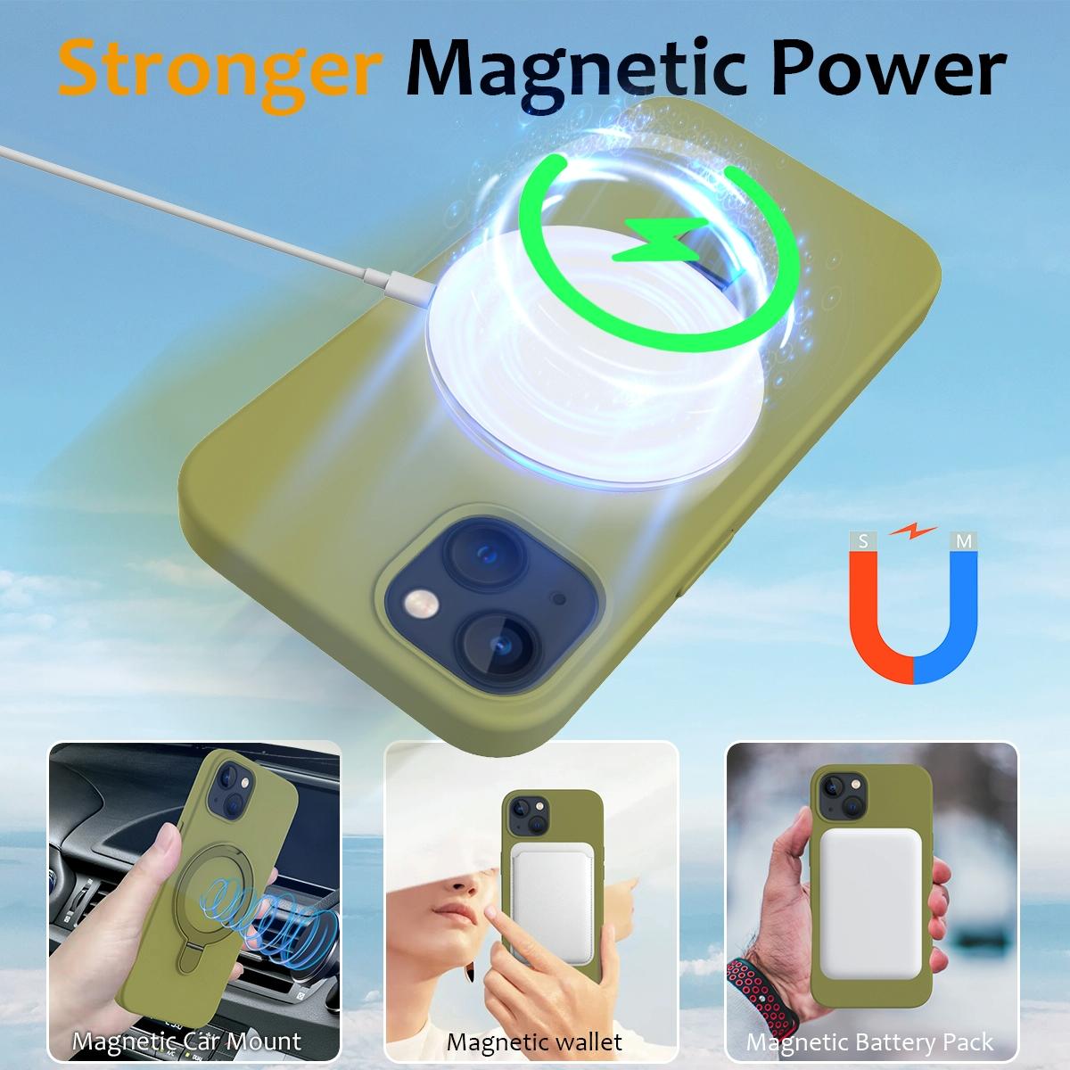 15 Iphone Magsafe Magnetic Liquid Silicone Case With Ring Holder - If Applicable