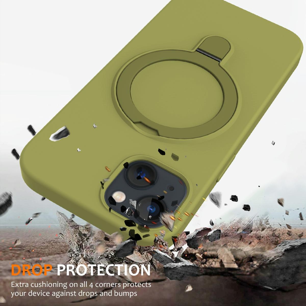 15 Iphone Magsafe Magnetic Liquid Silicone Case With Ring Holder - If Applicable