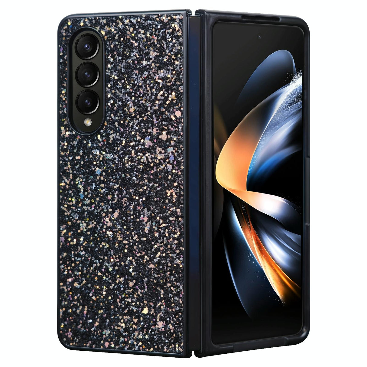 For Samsung Galaxy Z Fold4 5G Foldable Diamond Case - Compact And Stylish - Flash Black