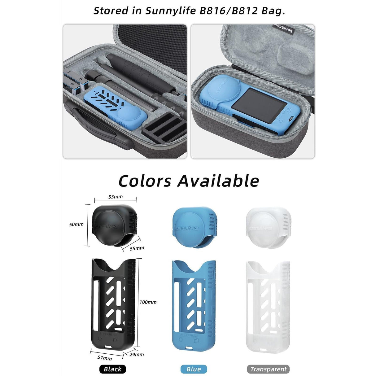 Silicone Shockproof Case and Lens Cover for Insta360 X4 by Sunnylife - Black - Lens Body Cover Kit