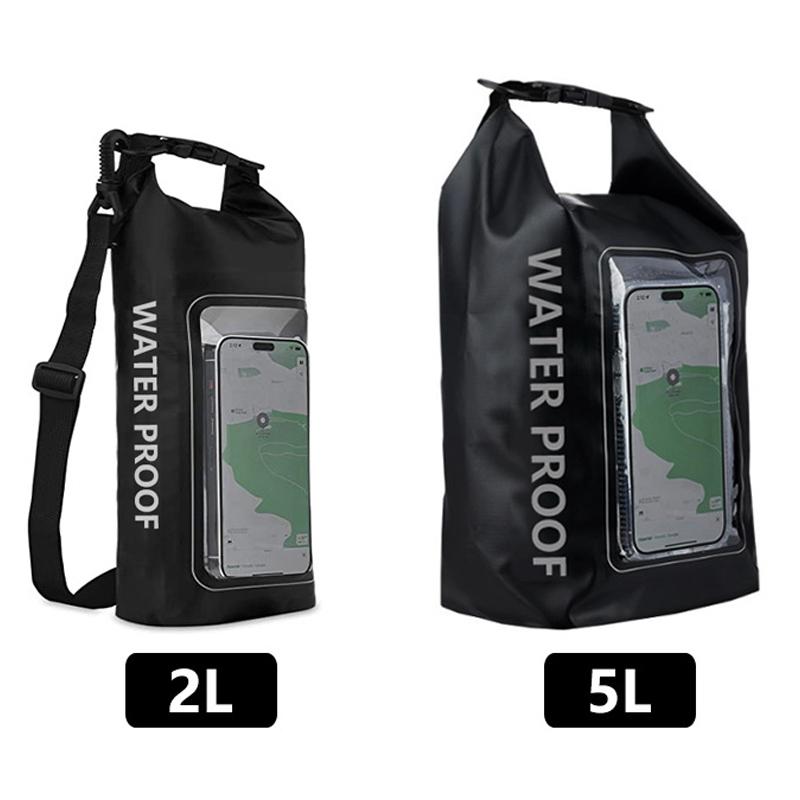 2 In 1 Waterproof Crossbody Phone Bag For Outdoor Cycling Swimming 2L Capacity - Black - 5L