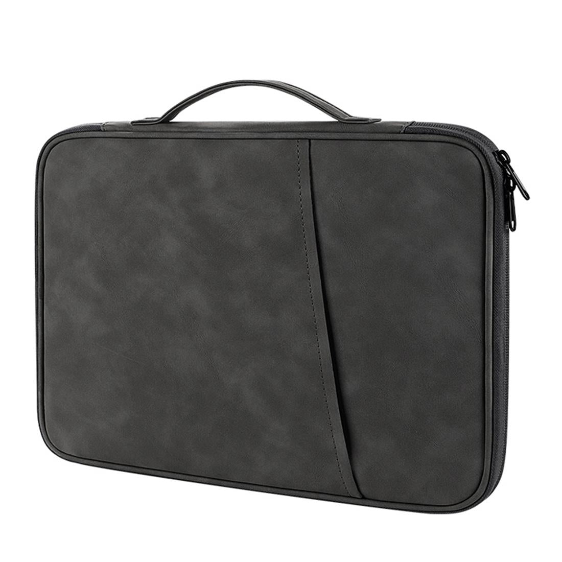 Grey Sheepskin Leather Bag for 12.9-13 Inch Laptops - Portable and Stylish