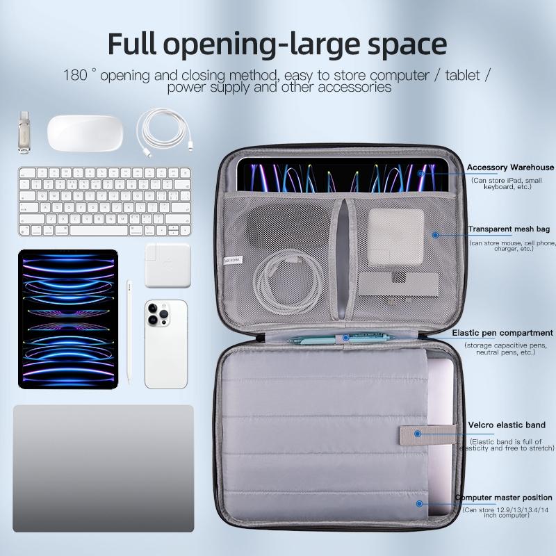 Grey Sheepskin Leather Bag for 12.9-13 Inch Laptops - Portable and Stylish