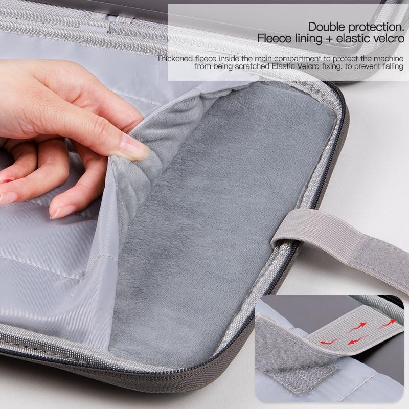 Grey Sheepskin Leather Bag for 12.9-13 Inch Laptops - Portable and Stylish