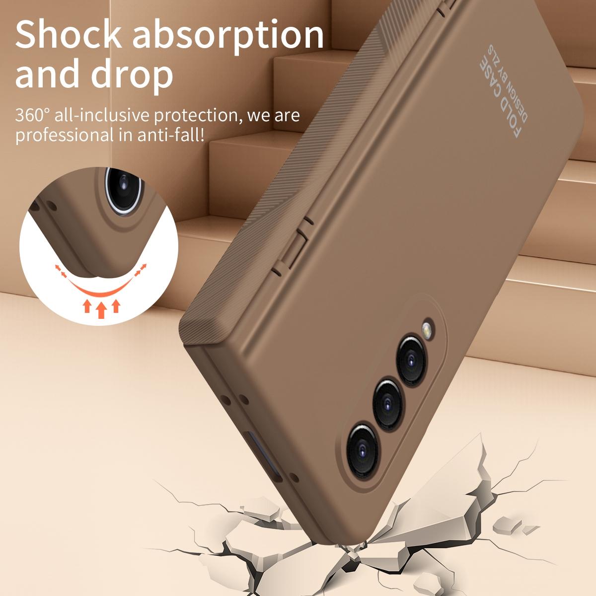 For Samsung Galaxy Z Fold4 5G Foldable Phone Case With Pen And Stylus - Coffee