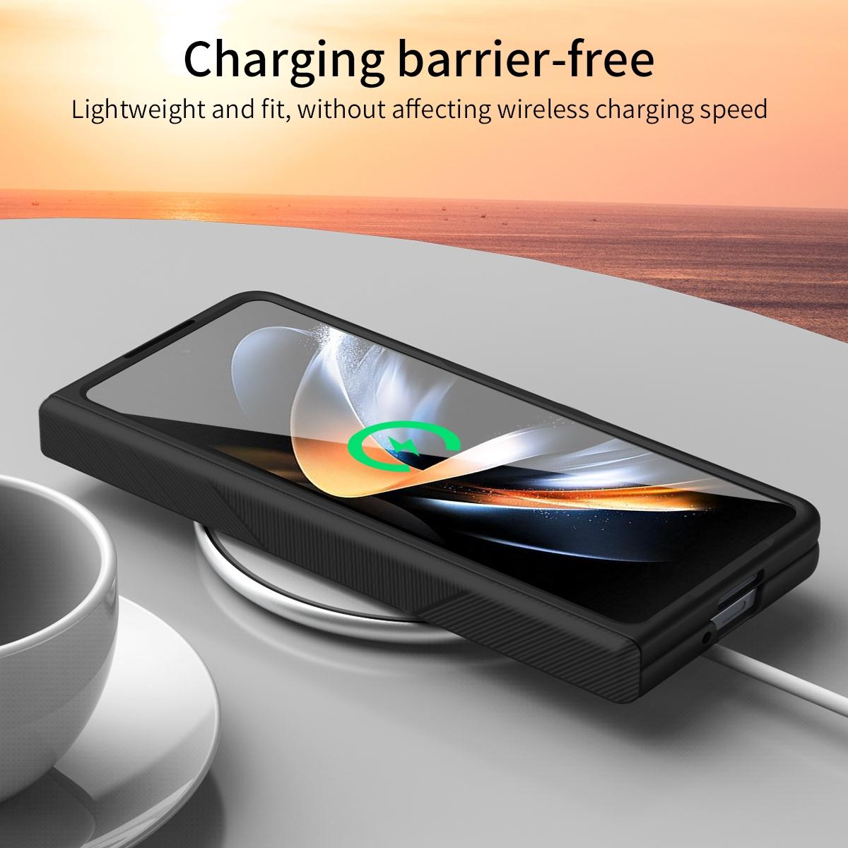 For Samsung Galaxy Z Fold4 5G Foldable Phone Case With Pen And Stylus - Coffee