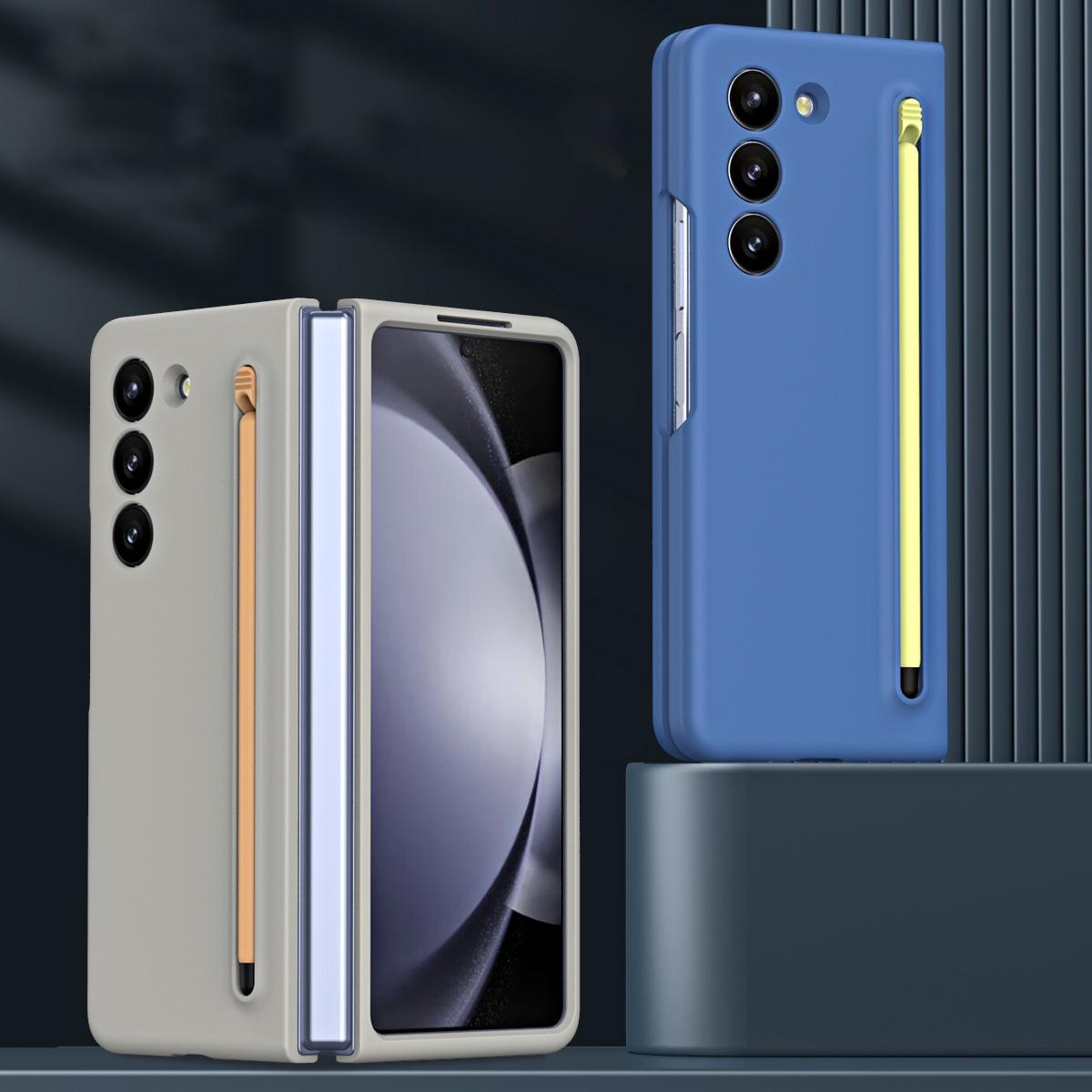 For Samsung Galaxy Z Fold4 5G Enhanced Shockproof Phone Case - Pen Design - Light Gray