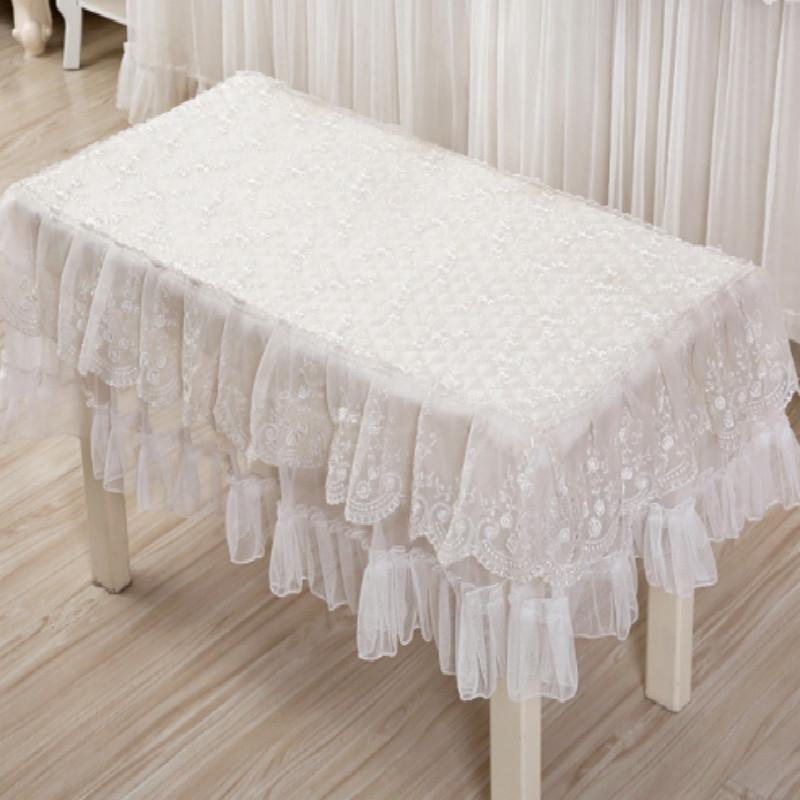 White Lace Piano Dust Cover - Embroidered Full Size Double Seats 153x33x120
