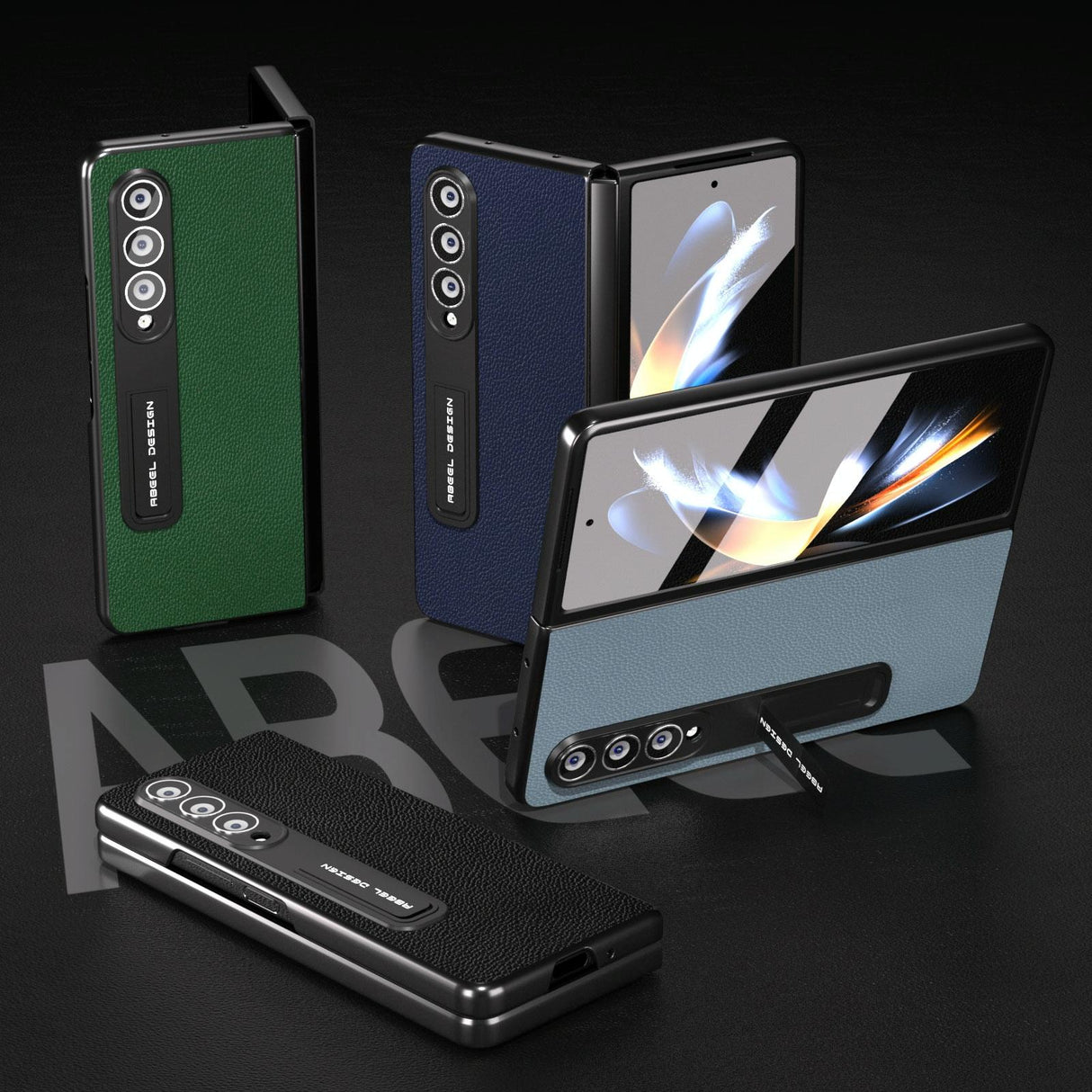 For Samsung Galaxy Z Fold4 5G Leather Phone Case With Holder - Royal Blue