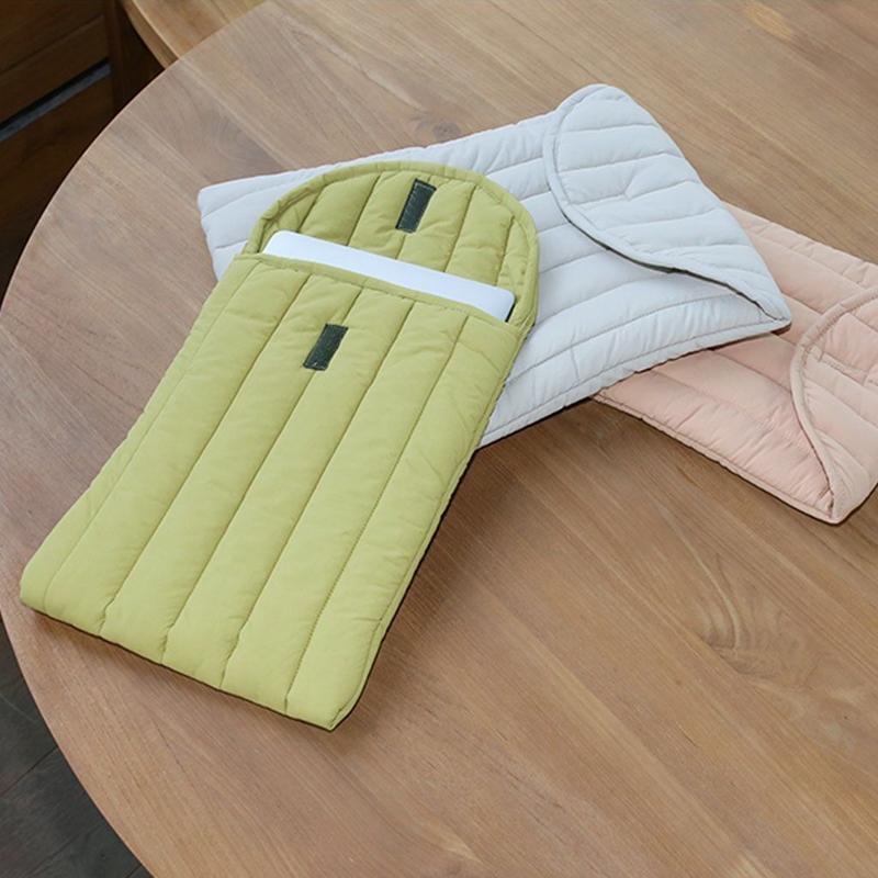 Lightweight Cotton Embroidery Inner Bag for Protection - Yellow Green - 12.9-13.3 Inch