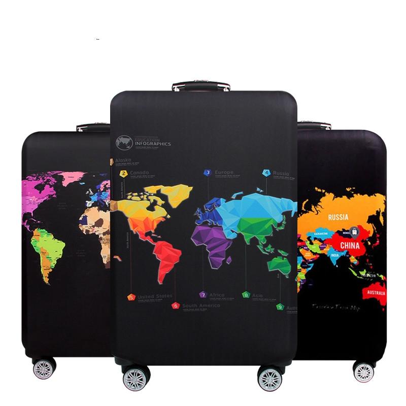 Protective Elastic Suitcase Cover - Fits 22-24 Inch Luggage - Dustproof & Scratch-proof - World Map