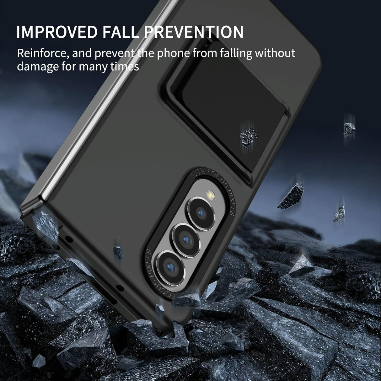 For Samsung Galaxy Z Fold4 5G Foldable 3D Design Phone Case - Black