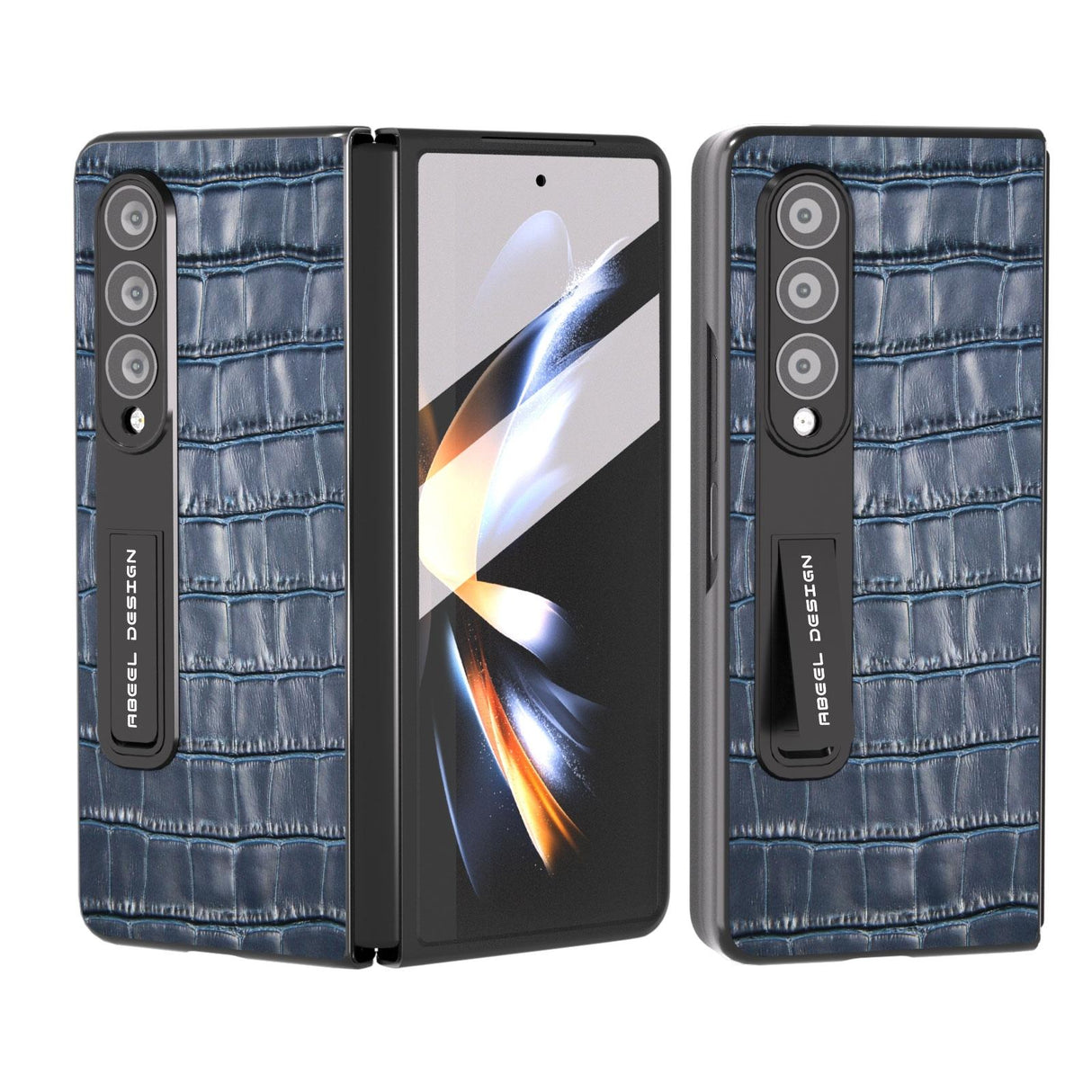 For Samsung Galaxy Z Fold4 5G Premium Leather Phone Case - Crocodile Texture - Brown
