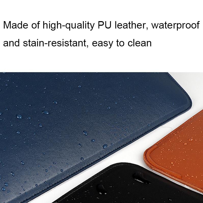 Leather Laptop Liner Bag - 14.1-15.4 Inches with Stand Function - Sapphire Blue