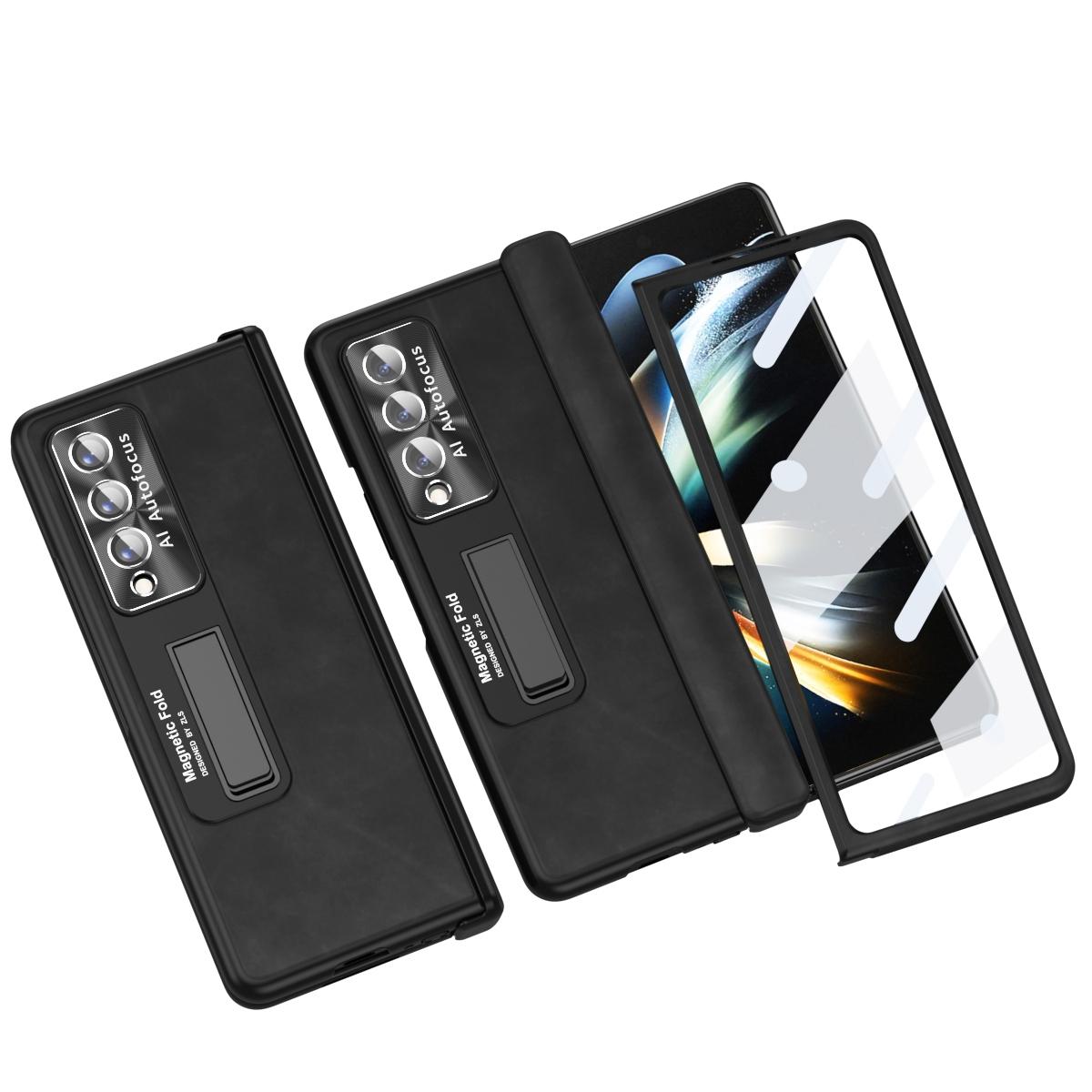 For Samsung Galaxy Z Fold4 5G Napa Texture All-In-One Phone Case - White