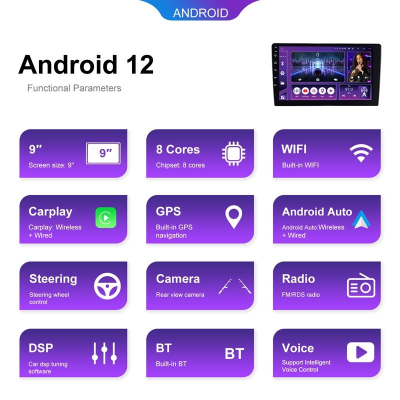 9 Inch 8-Core Carplay Android Navigation Monitor 2 + 32G Memory - Standard 4 + 64G
