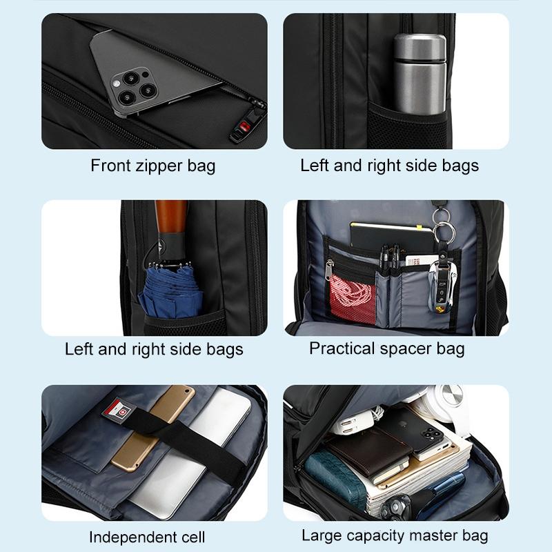 Waterproof Double Shoulder Backpack With Usb Black - 20 Inch