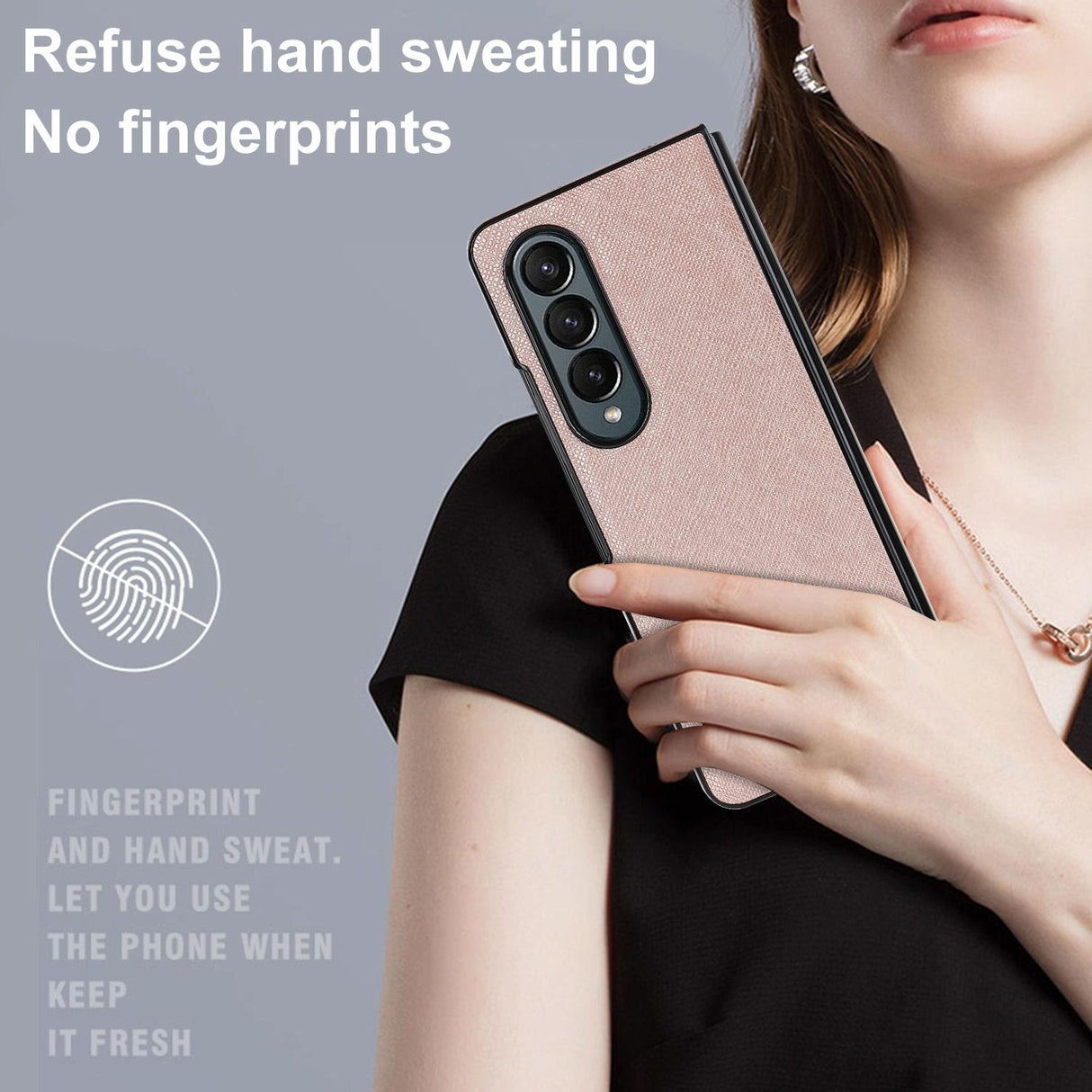 For Samsung Galaxy Z Fold4 5G Foldable Cross Pattern Phone Case - Compact Design - Black